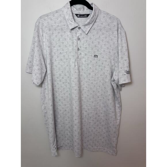 Travis Mathew Golf Polo Shirt Mens Size XL Gray Allover Print Lightweight - Picture 1 of 14
